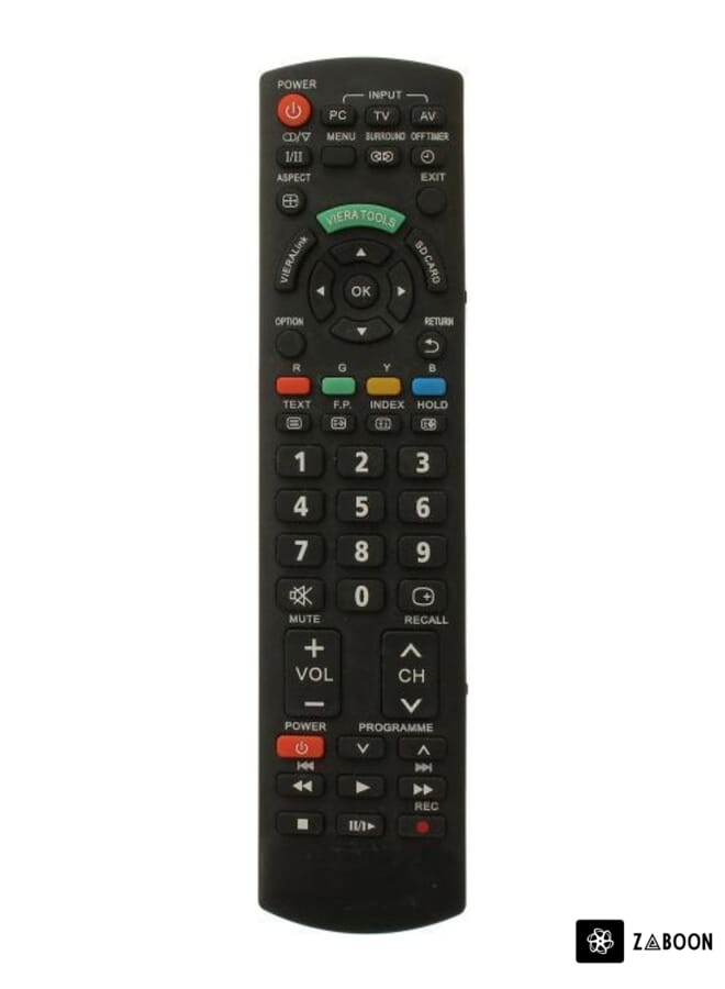 Zaboon TV Remote Control For Panasonic Screen Black