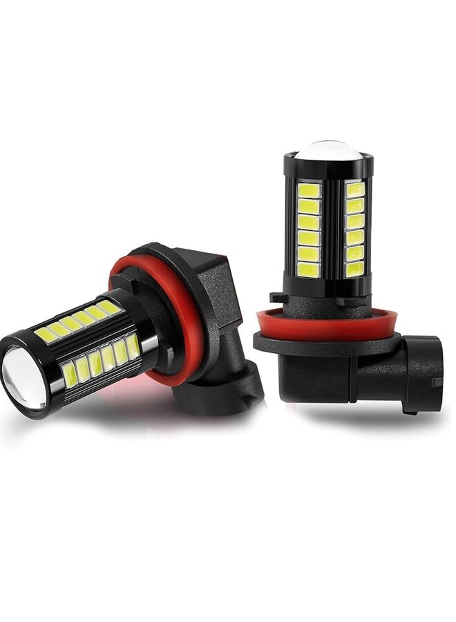2PCS LED Fog Light Bulbs White, Super Bright 2800 Lumens 33-SMD LED Daytime Running Lights Bulbs Replacement for Cars, Trucks (Size : H11) - Image 1