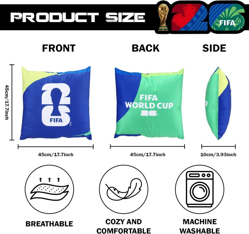 MESUCA FIFA World Cup Plush Cushion Pillow, 15.7x15.7 Inch, Soccer Room Decor (FIFA-B) - Image 2
