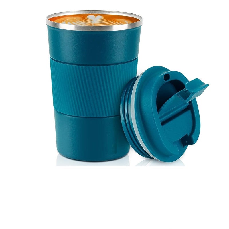 Cuzenal Travel Mug Insulated Coffee Cup with Leakproof Lid Vacuum Stainless Steel Double Walled Reusable Tumbler for Hot and Cold Water Coffee and Tea in Travel and Car Blue 380ml - Image 1