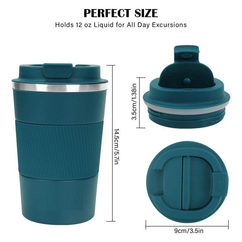 Cuzenal Travel Mug Insulated Coffee Cup with Leakproof Lid Vacuum Stainless Steel Double Walled Reusable Tumbler for Hot and Cold Water Coffee and Tea in Travel and Car Blue 380ml - Image 5
