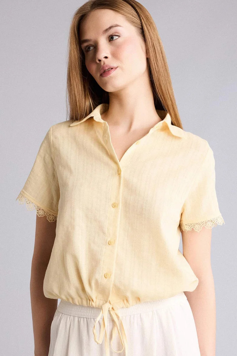 DeFacto Regular Fit Baby Collar Short Sleeve Shirt