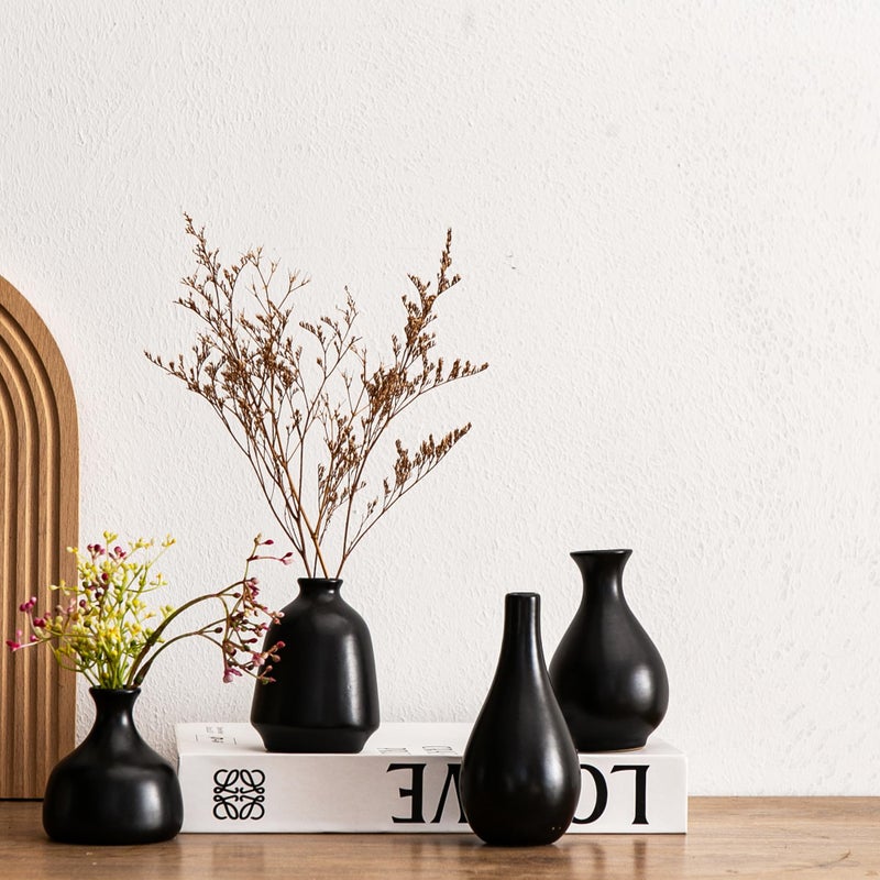 Kendiis Ceramic Bud Vases  Black Mini Vase Set Of 11  Small Pottery Vases For Flowers Mini Ceramic Vases For Pampas Grass Vase Bulk For Wedding Table Centerpieces Decoration Boho Home Decor - Image 5