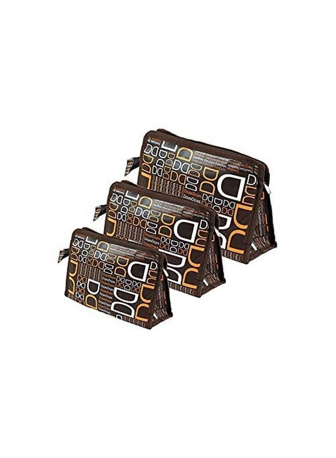 STACKRAID Synthetic Travel Cosmetic Pouch Makeup Jewellery Accessories Organizer Pouch Toiletry Pouch for Men & Woman [Set of 3 Dojes Pouch Brown ](D Brown) - Image 1