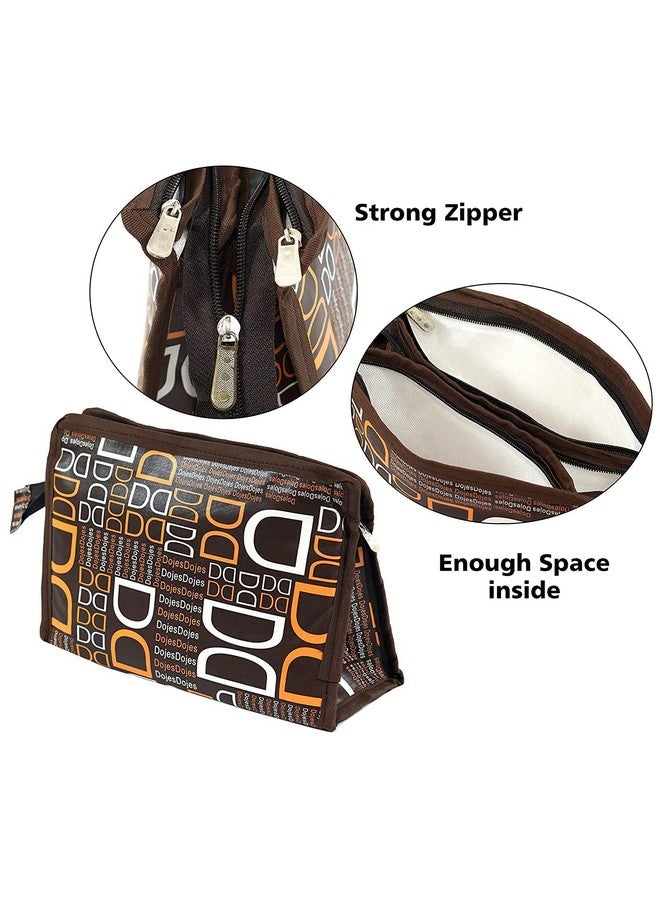 STACKRAID Synthetic Travel Cosmetic Pouch Makeup Jewellery Accessories Organizer Pouch Toiletry Pouch for Men & Woman [Set of 3 Dojes Pouch Brown ](D Brown) - Image 5