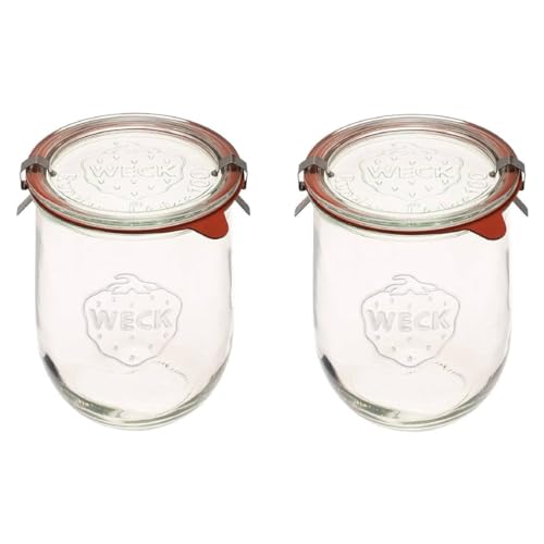 Weck Tulip Jars 1 Liter - Large Sour Dough Starter Jars with Wide Mouth - Suitable for Canning and Storage - 2 with Glass Lids - Image 1