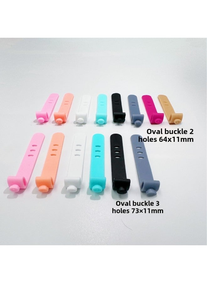2 Holes 3 Holes Data Cable Tie Earphone Bundle Storage Belt Silicone Tie Charging Cable Winding Cable Tie Cable Tape-Color:Orange Red (3 Holes 73mm Oval Buckle)