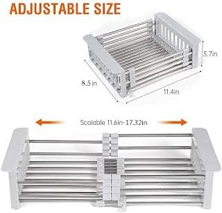 Cheet enterprise Drain in The Sink for Fruits and Vegetables Cutlery Stainless Steel and Plastic Sink StrainerDrain Basket with Adjustable armrest Kitchen Rack Pack of 1 - Image 3