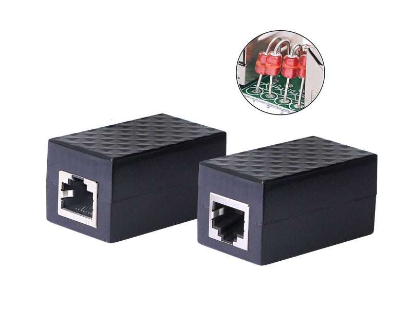 CERRXIAN Ethernet Surge Protector RJ45 Coupler Female to Female Network Surge Protector Outdoor Arrester Protection Device Extension Adapter2Pack - Image 2