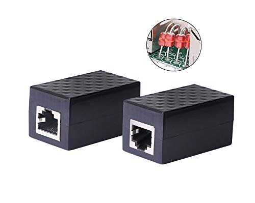 CERRXIAN Ethernet Surge Protector RJ45 Coupler Female to Female Network Surge Protector Outdoor Arrester Protection Device Extension Adapter2Pack - Image 1
