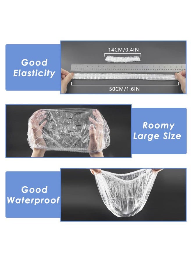 Aquior Shower Cap Disposable, 100 PCS Shower caps Large&Thick Waterproof Clear Plastic Elastic Hair Bath Caps For Women Kids Girls, Hotel and Hair Solon, Travel Spa, Home Use… - Image 2
