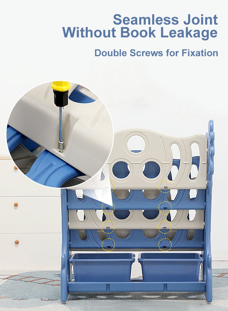 Perfii Kids Bookshelf Toddler 4-Tier Book Organizer Rack Children's Bookcase Display Stand and Toy Storage Cabinet - Image 2