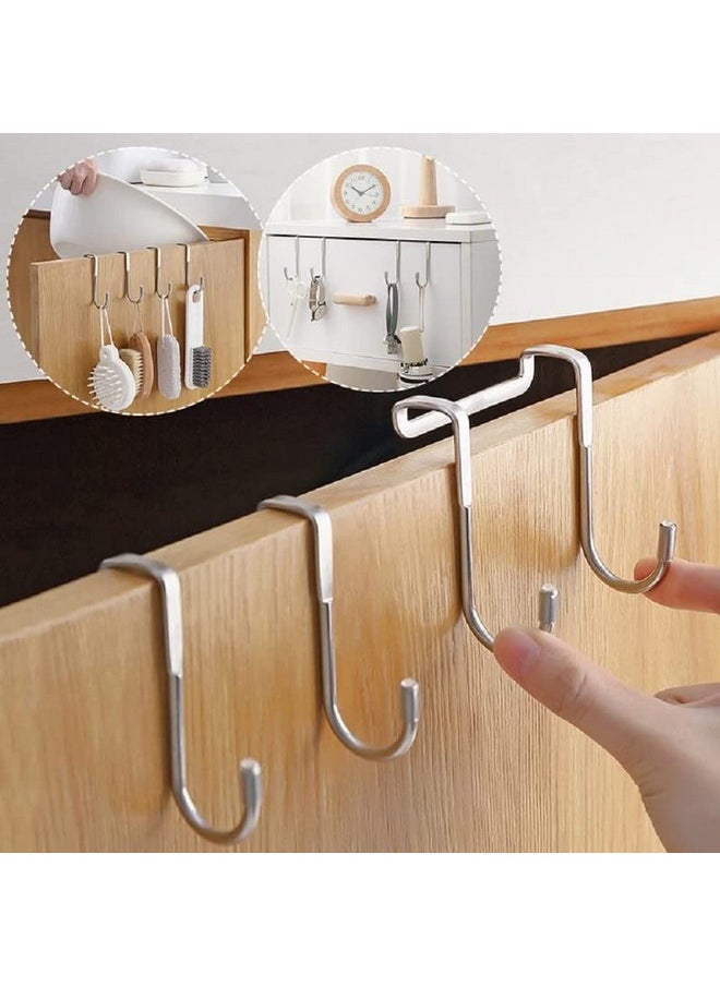 MosQuick Mosquick 2 Pieces Over Cabinet Hook,Multi-Use Hooks,Drawer Hanger Hook Double S Shaped,Heavy Duty Hooks, Kitchen,Closet, ,Wardrobe Door,Drawer,Cabinet Door To Hang Bags,Towels,Key - Stainless Steel  - Image 2