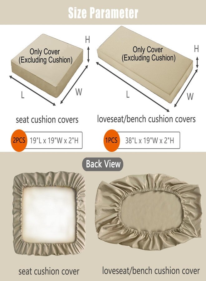 Sqodok - Outdoor Patio Cushion Covers Set of 3, Waterproof Replacement Furniture Seat Covers, 4 Seater Wicker Conversation Set, Sofa, Couch, Armchair, - Image 2