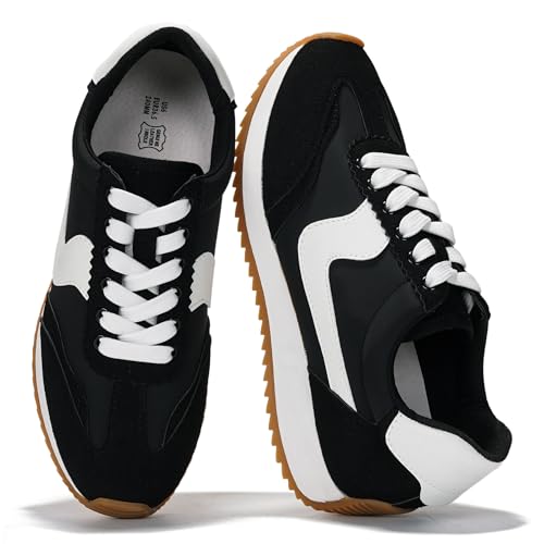 Project Cloud Sneakers for Women – Lightweight Lace-Up Shoes for Women with Memory Foam Insoles – Trendy Womens Shoes – Non-Slip, Comfortable Womens Sneakers (Madison, BLK,6) - Image 1