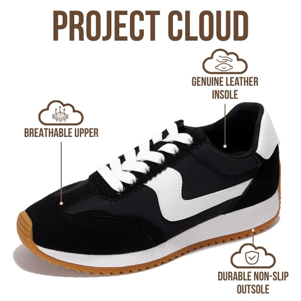 Project Cloud Sneakers for Women – Lightweight Lace-Up Shoes for Women with Memory Foam Insoles – Trendy Womens Shoes – Non-Slip, Comfortable Womens Sneakers (Madison, BLK,6) - Image 3