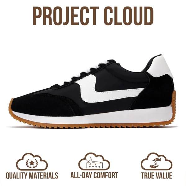 Project Cloud Sneakers for Women – Lightweight Lace-Up Shoes for Women with Memory Foam Insoles – Trendy Womens Shoes – Non-Slip, Comfortable Womens Sneakers (Madison, BLK,6) - Image 4