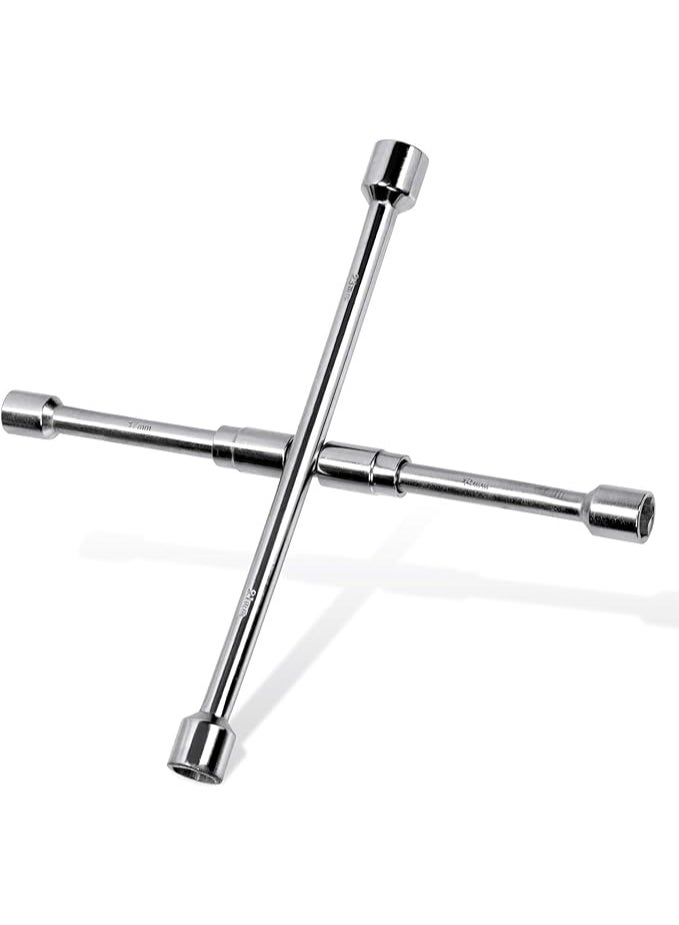 14-inch Folding Cross Wheel Wrench - Heavy Duty - 4-Way Wrench for Easy Tire Changes and Emergencies