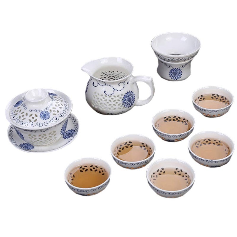 Mozentea Chinese Yixing Zisha Kungfu Gaiwan Tea Set Comprised of 3piece Gaiwan Tea Tray and 4 Tea Cups