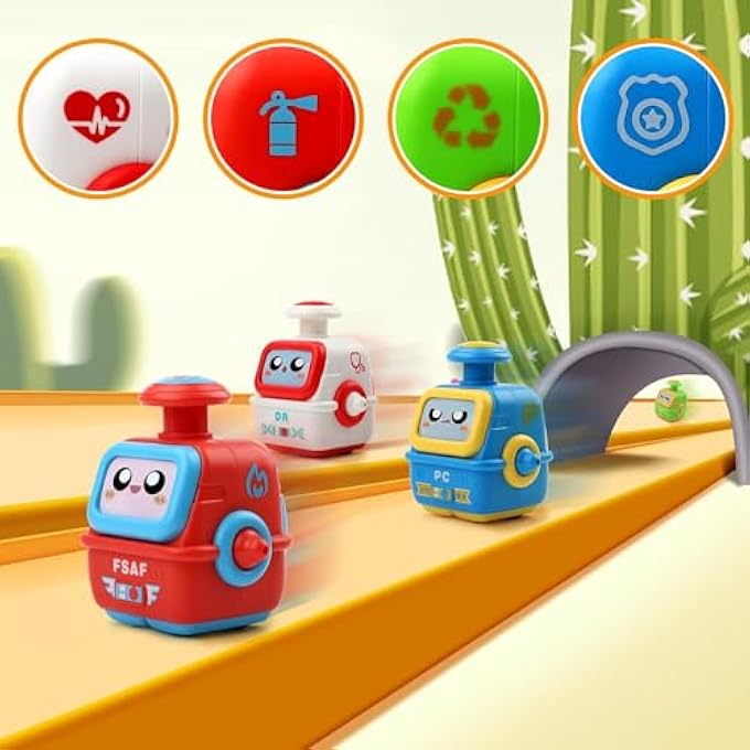 PRESS AND GO ROBOT TOY FOR TODDLERS, 4 PCS BABY PUSH TOY CARS FOR 18M+ YEAR OLD, FRICTION POWERED ROBOT VEHICLES, EDUCATIONAL TOYS FOR BOY & GIRL PULL BACK CARS TOYS, 1ST BIRTHDAY GIFTS FOR KIDS - Image 4