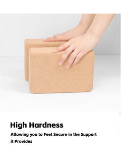 Teuuea 2 PCS Yoga Cork Block, High Density Non-Slip Natural Cork Yoga Brick, Eco-Friendly Supportive Exercise Accessory, Stability Balance for Yoga Pilates Stretching Toning Workouts, 22.5*14.7*7.5CM  - Image 2