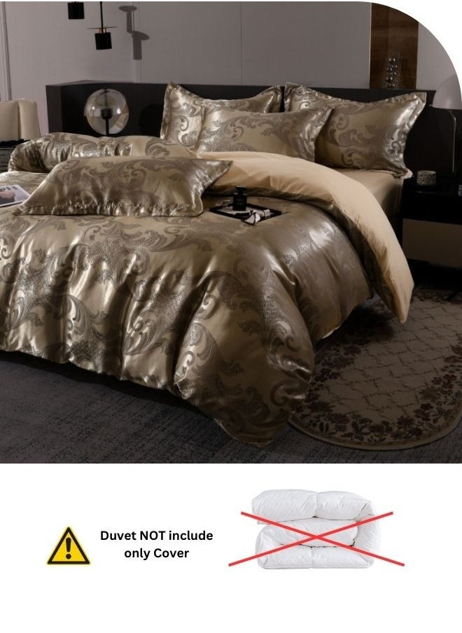 LUNA Home Satin Jacquard King size 6 piece duvet cover set, brown bohemia style bedding set.  - Image 5