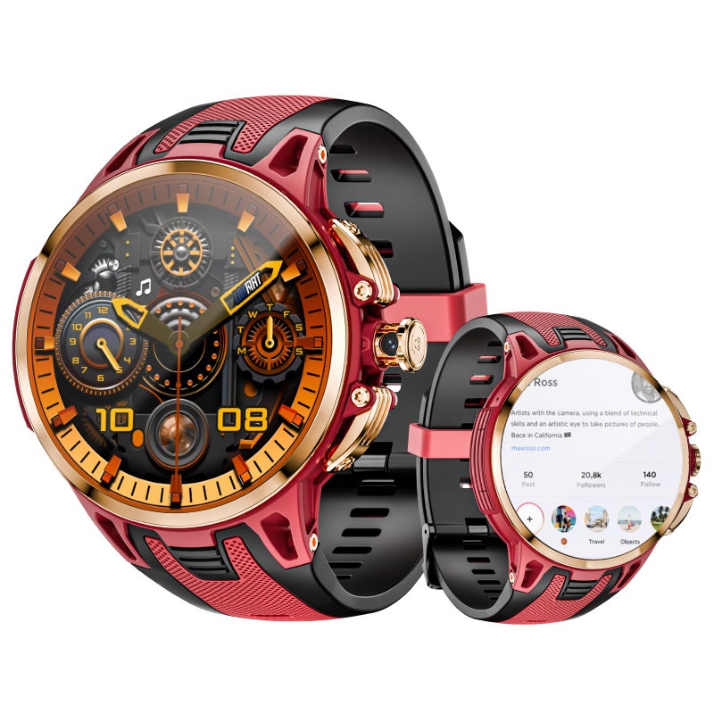 LOKMAT 4G Android Smart Watch 175 AMOLED Screen 3GB32GB Sports Fitness Activity Tracker Smartwatch for Men Women with SIM Card Slot Rotating Camera GPS NFC WiFi Gold - Image 2