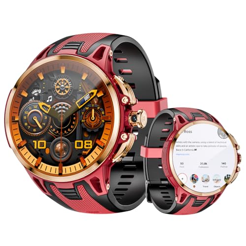 LOKMAT 4G Android Smart Watch 175 AMOLED Screen 3GB32GB Sports Fitness Activity Tracker Smartwatch for Men Women with SIM Card Slot Rotating Camera GPS NFC WiFi Gold - Image 1