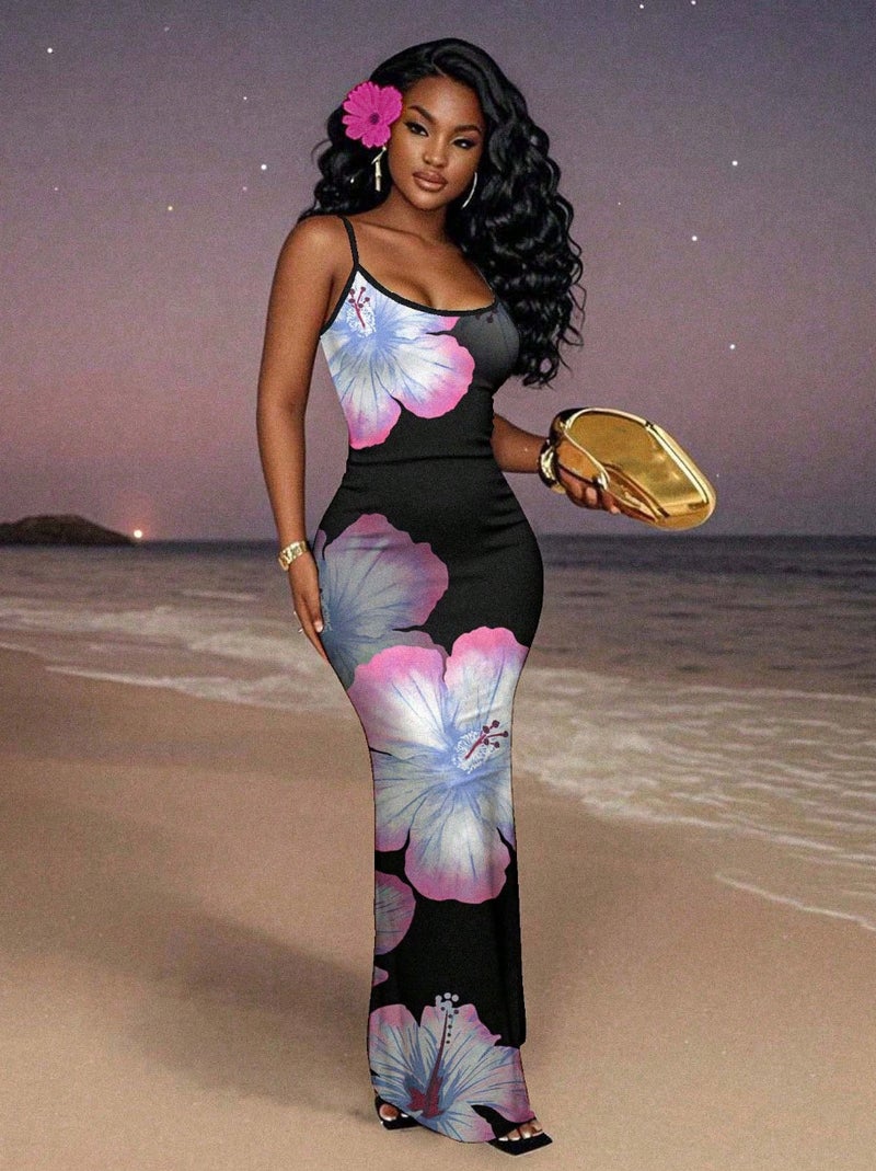 Sexy Printed Sleeveless Summer Beach Dress for Women - Image 2