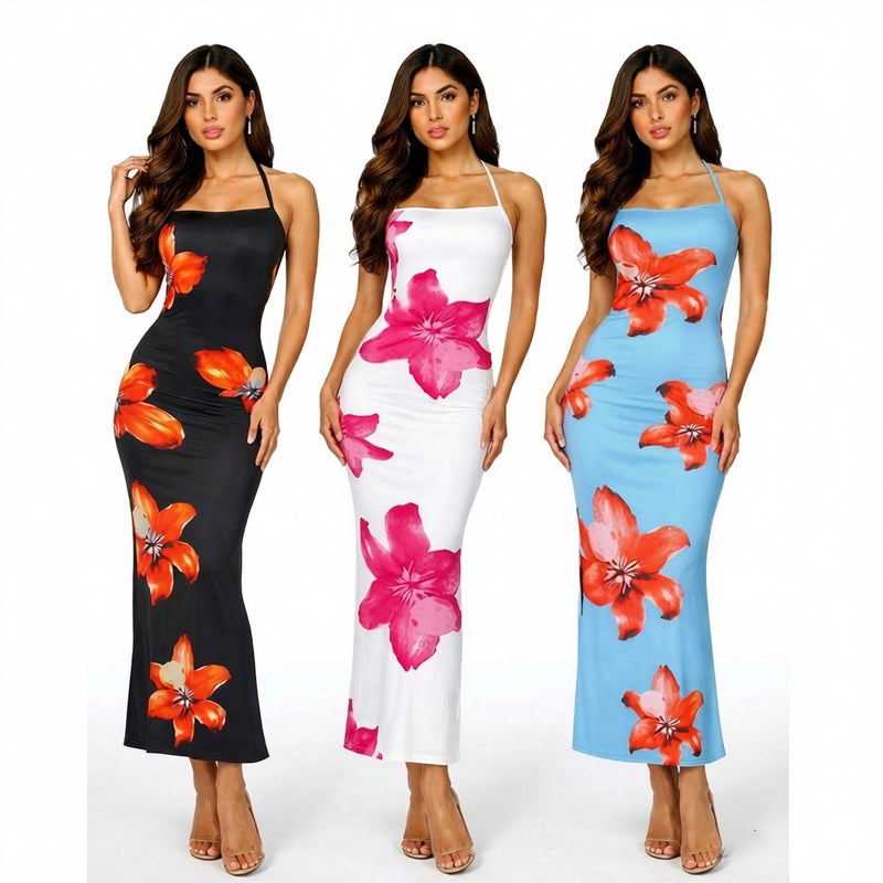 Sexy Printed Sleeveless Summer Beach Dress for Women - Image 1