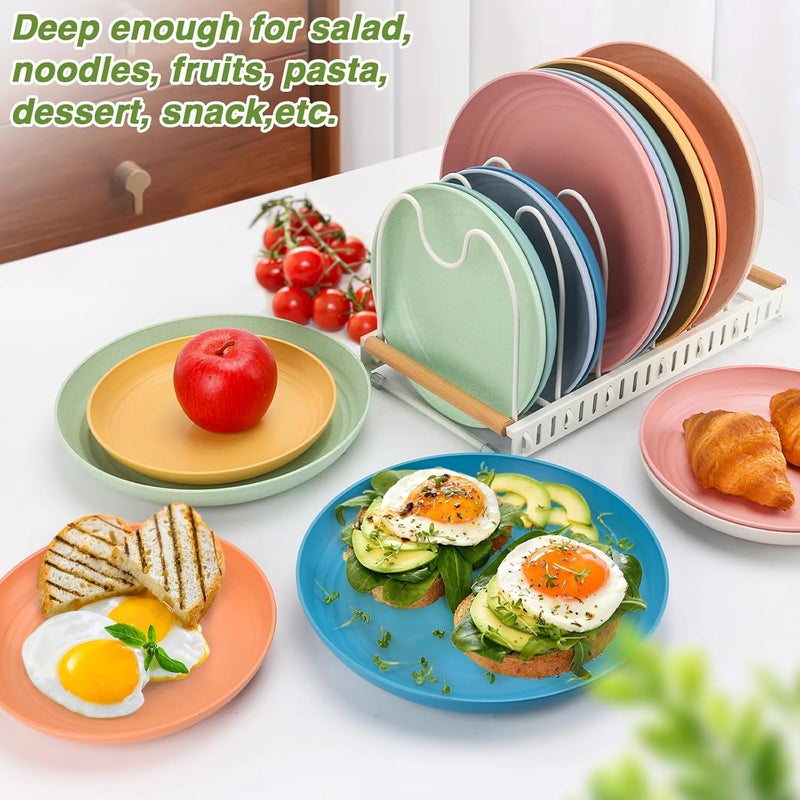 shopwithgreen 10 Inch Wheat Straw Dinner Plates Set of 8 Unbreakable Plastic Reusable Plates for Kitchen Camping Lightweight Deep Dinnerware Plate Set Dishwasher and Microwave Safe Plates NonToxic BPA Free - Image 3
