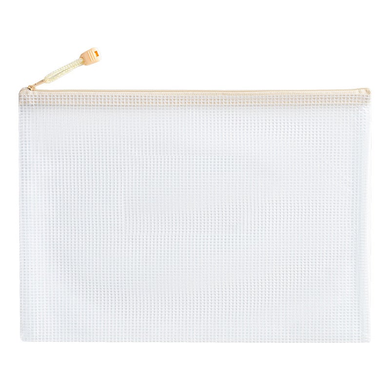 Morandi Color Grid Document Bag Thickened Waterproof Transparent Zipper Information Bag Student Textbook Classification Storage Bag - Image 1