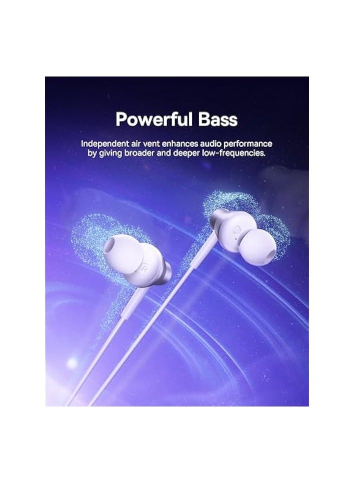 بروماس سماعة رأس USB C، سماعات أذن سلكية مع ميكروفون، سماعات رأس من النوع C داخل الأذن لهاتف iPhone 15 Pro Max وiPad Pro/Air وMacBook Pro/Air وSamsung S24 Ultra وRedmi Note 13 والمزيد (Encok CZ11) - أبيض - Image 2