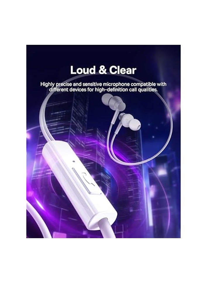 بروماس سماعة رأس USB C، سماعات أذن سلكية مع ميكروفون، سماعات رأس من النوع C داخل الأذن لهاتف iPhone 15 Pro Max وiPad Pro/Air وMacBook Pro/Air وSamsung S24 Ultra وRedmi Note 13 والمزيد (Encok CZ11) - أبيض - Image 3