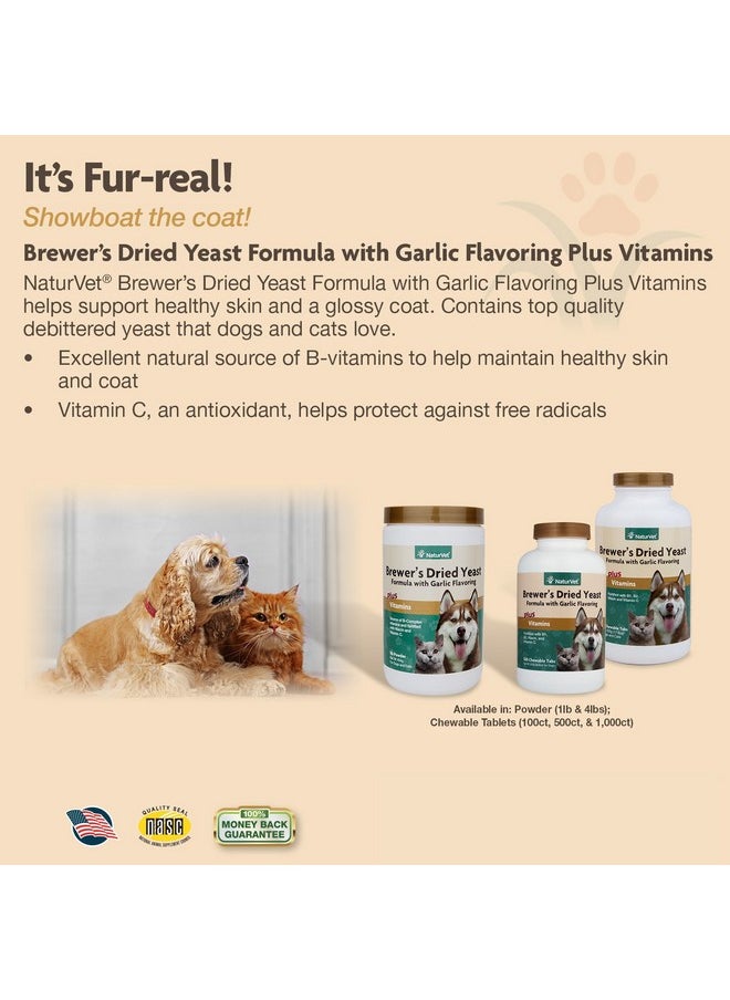 NaturVet - NaturVet Brewers Dried Yeast Formula with Garlic Flavoring Plus Vitamins for Dogs and Cats, Chewable Tablets, Made in The USA with Globally Source Ingredients 1000 Count - Image 1