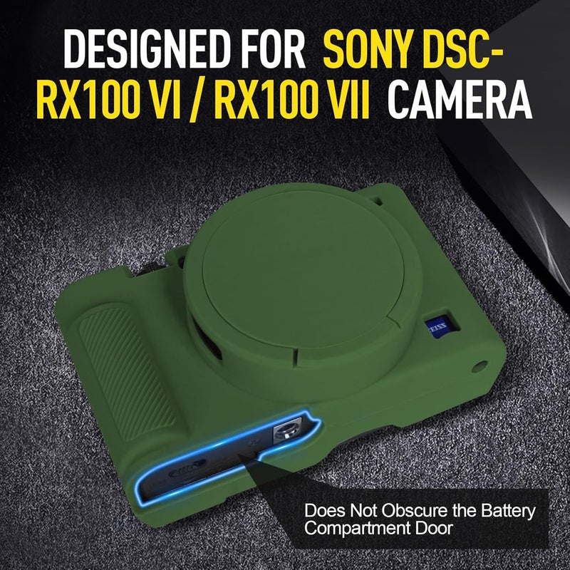 Easy Hood Camera Case for Sony RX100 VII/VI, Soft Silicone Protective Camera Cover Lightweight Case with Removable Lens Cap for Sony DSC-RX100 VI RX100 VII Digital Camera,Green - Image 2