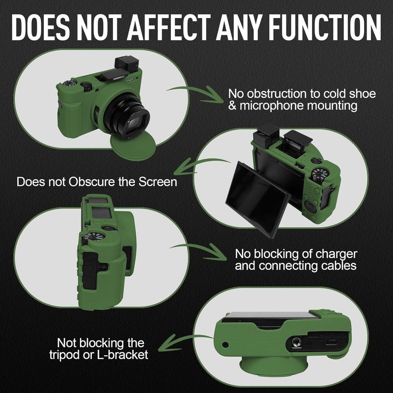 Easy Hood Camera Case for Sony RX100 VII/VI, Soft Silicone Protective Camera Cover Lightweight Case with Removable Lens Cap for Sony DSC-RX100 VI RX100 VII Digital Camera,Green - Image 4