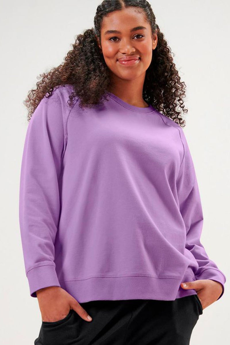 Tchibo Women Sportswear Fit Plain Yoga Sweatshirts, Purple  - Image 1