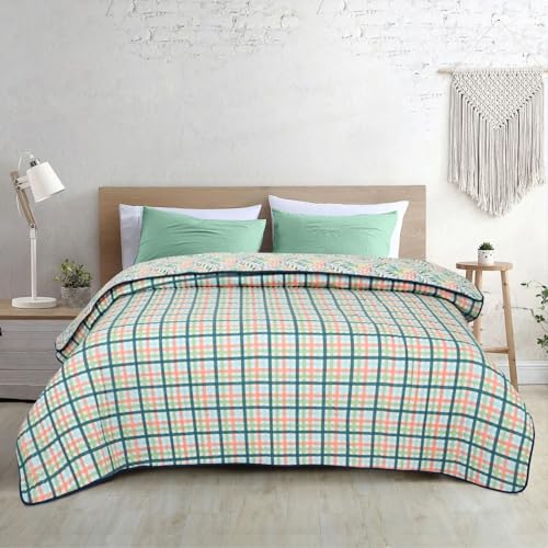 haus & kinder Reversible Single Comforter Spring Mint Bloom | Ultra Soft Peach Finish | Digital Floral Print | 150x220 cm (58"x88") | Microfiber 90 GSM | Polyfiber Fill | Mint - Image 2