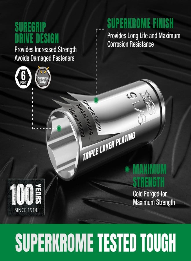 SK 1/4" Drive Socket Set with 216-P Quick-Release Ratchet, 50-Piece, SAE & Metric, SuperKrome Finish, Premium CR-V Construction, with Storage Suitcase - Image 4