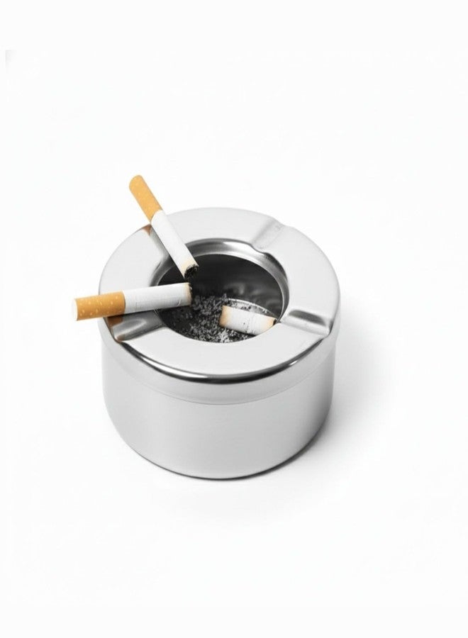 FINALITY Stainless Steel Ashtray with Lid || Deep Windproof Ashtray for Cigarettes || Smokeless and Odorless Stainless Steel Ash Tray || (Pack of 1) - Image 3