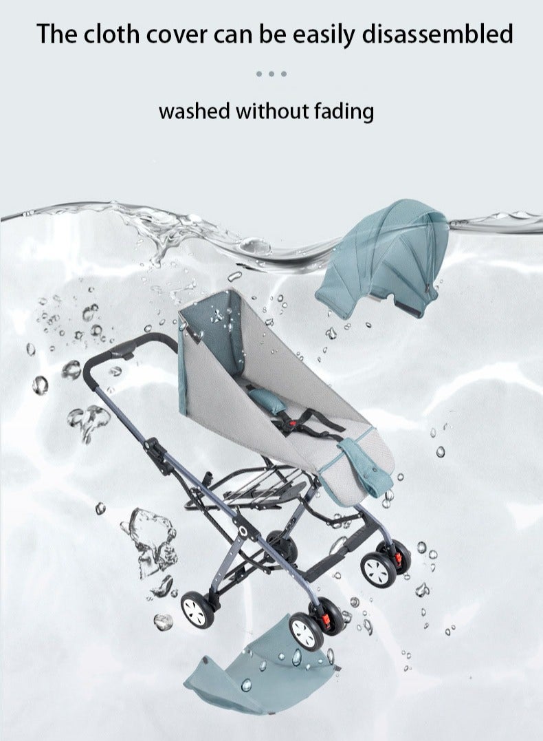 Arabest Baby Stroller,Convenient Toddler Stroller,Can Sit Can Lie Down Lightweight Folding Baby Stroller, Folding High Landscape Umbrella Stroller(Blue) - Image 5