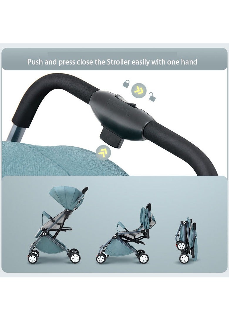 Arabest Baby Stroller,Convenient Toddler Stroller,Can Sit Can Lie Down Lightweight Folding Baby Stroller, Folding High Landscape Umbrella Stroller(Blue) - Image 2