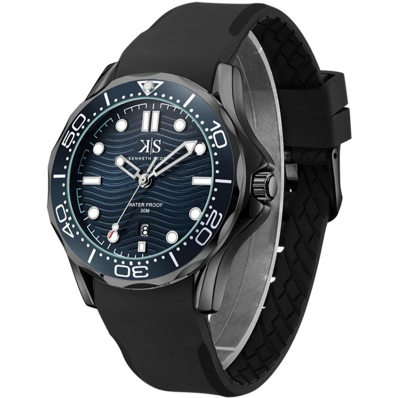 KENNETH SCOTT Kenneth Scott K22009-BSBN Men's Analog Display Watch & Silicone Strap Black