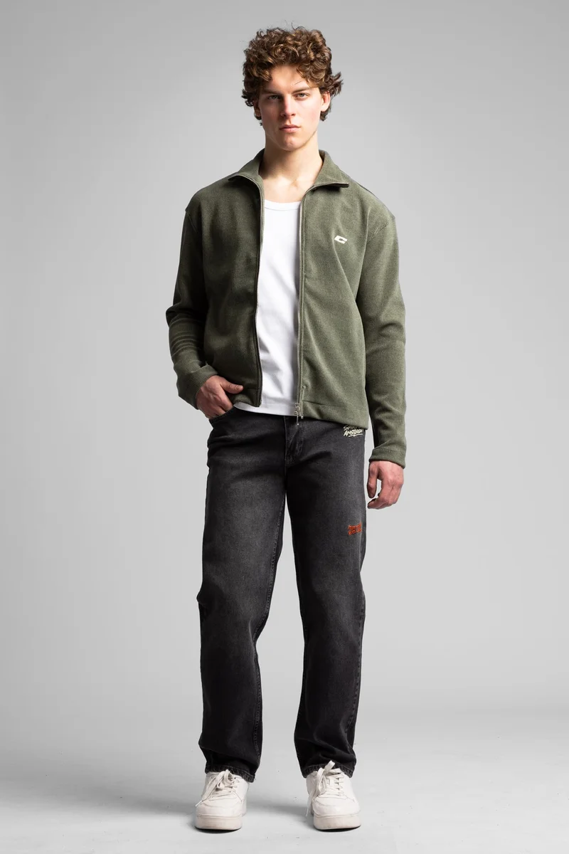 Catch High-neck Zip-up Ribbed Sweatshirt