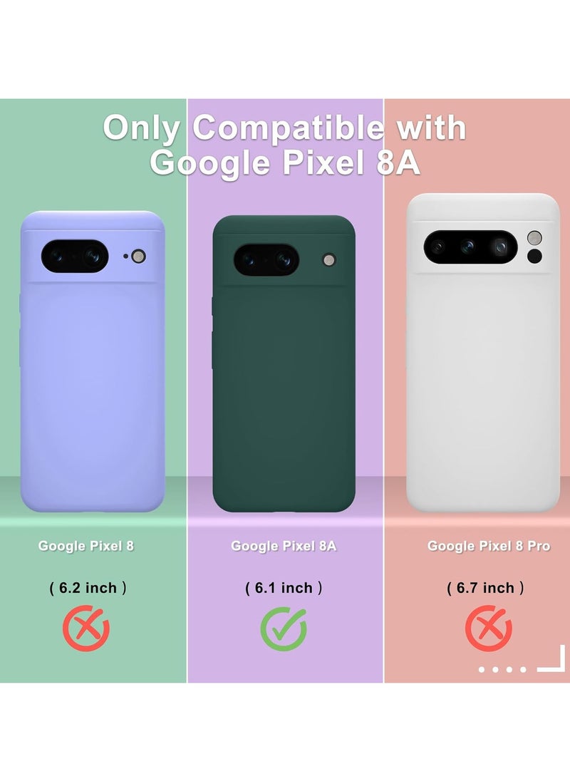 SNW - Google Pixel 8a Case, Silicone Phone Case with 1 Screen Protector, Soft Anti-Scratch Microfiber Lining, Full Body Shockproof Slim Cover Support Wireless Charging, Deep Green - Image 1