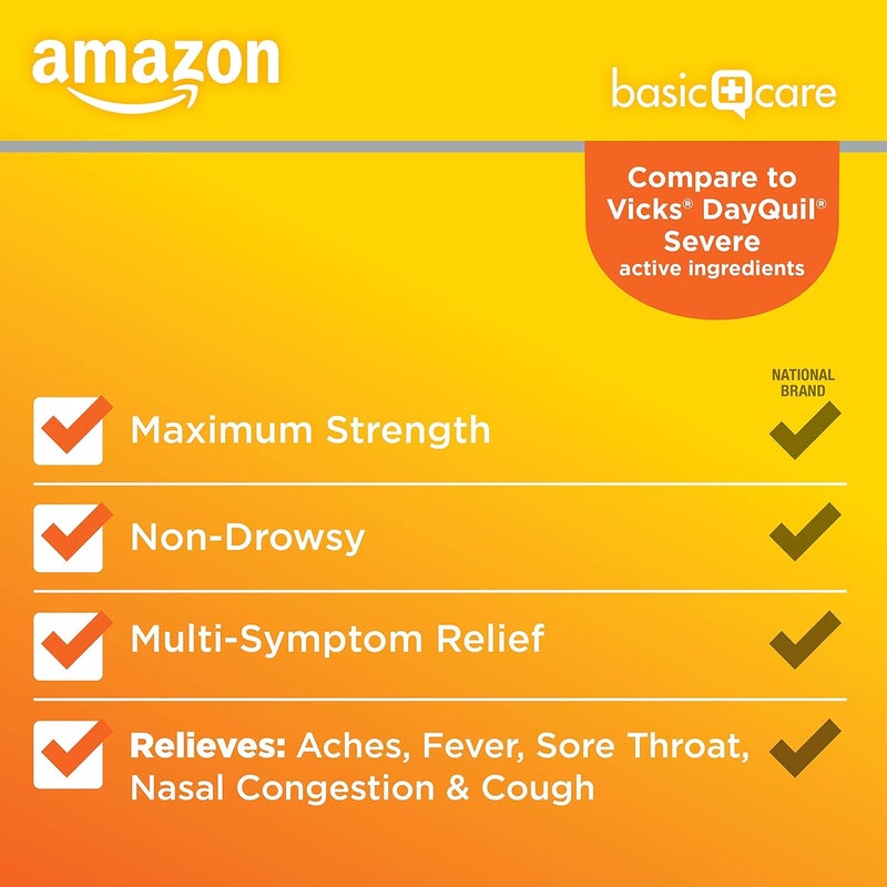 CARE Severe Daytime Cold and Flu Maximum Strength Liquid Cold Medicine NonDrowsy MultiSymptom Relief for Adults and Children Age 6 and Over Original 12 fl oz Pack of 1 - Image 3