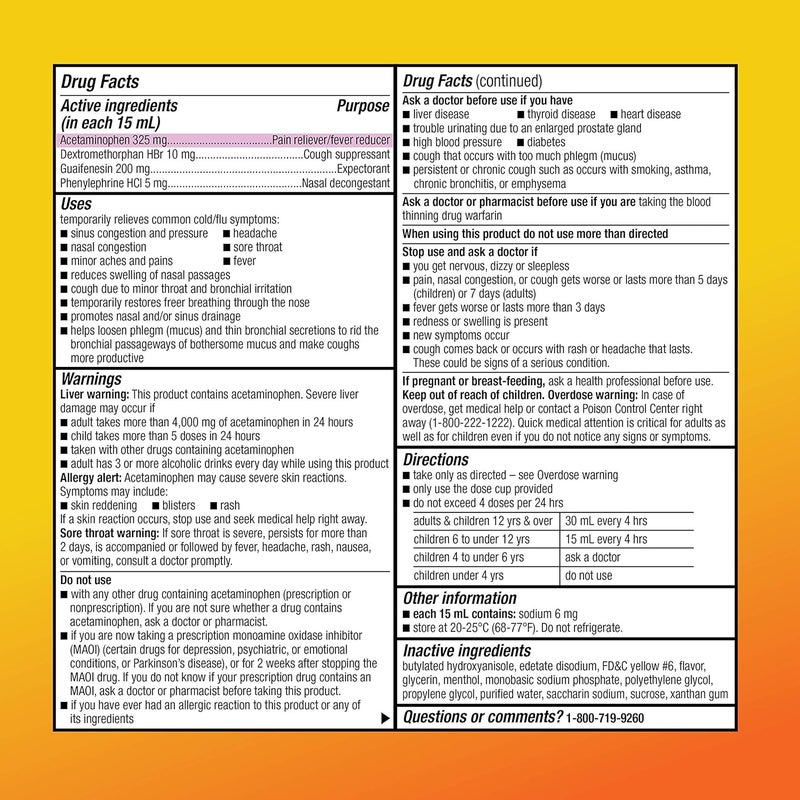 CARE Severe Daytime Cold and Flu Maximum Strength Liquid Cold Medicine NonDrowsy MultiSymptom Relief for Adults and Children Age 6 and Over Original 12 fl oz Pack of 1 - Image 5