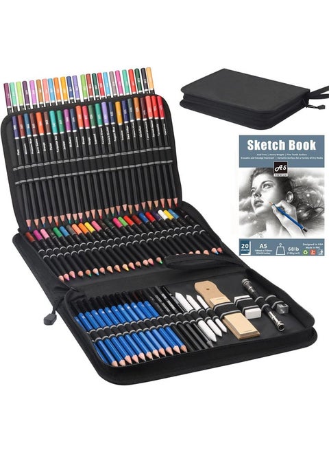 Kalour 96 Pack Drawing Set Sketching Kit,include 72 Colored Pencils and 24 Sketch Kit with Sketch Book,Art Supplies for Drawing,Sketching and Coloring,Ideal for Beginner,Artists and Adults