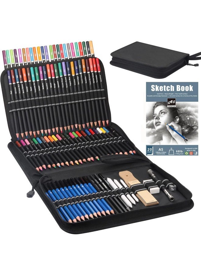 KALOUR - Kalour 96 Pack Drawing Set Sketching Kit,include 72 Colored Pencils and 24 Sketch Kit with Sketch Book,Art Supplies for Drawing,Sketching and Coloring,Ideal for Beginner,Artists and Adults - Image 1